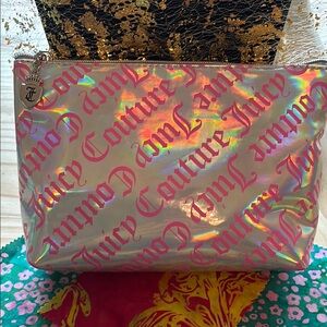 Juicy Couture Iridescent Pink Logo Cosmetic Bag